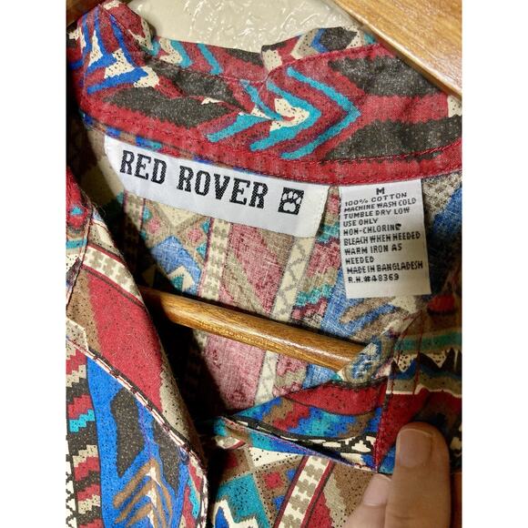 VTG Western Shirt Womens Medium Aztec Long Sleeve Rodeo Cowgirl Red Rover - Picture 6 of 7